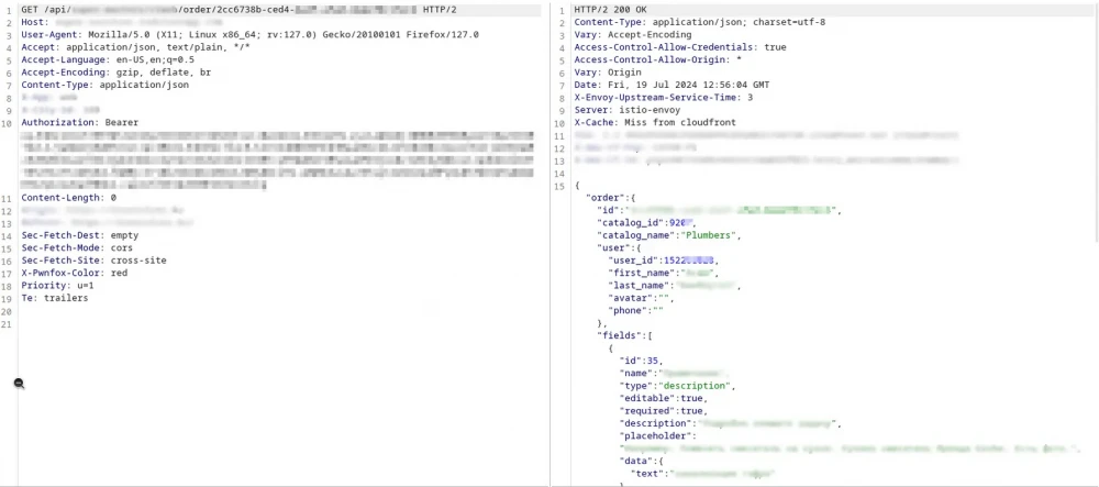 IDOR (Insecure Direct Object References) in the context of personally identifiable information (PII) leakage and UUIDs.