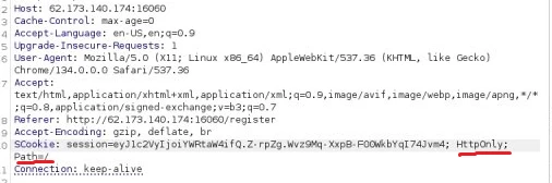 The server established protection for cookie.session belonging to the administrator