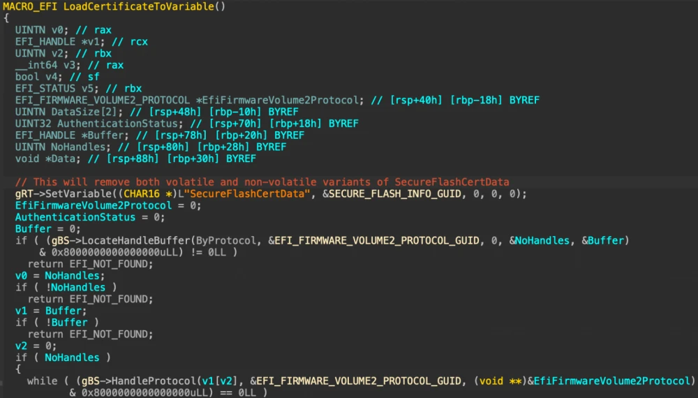 Variant of LoadCertificateToVariable from SecureFlashDxe