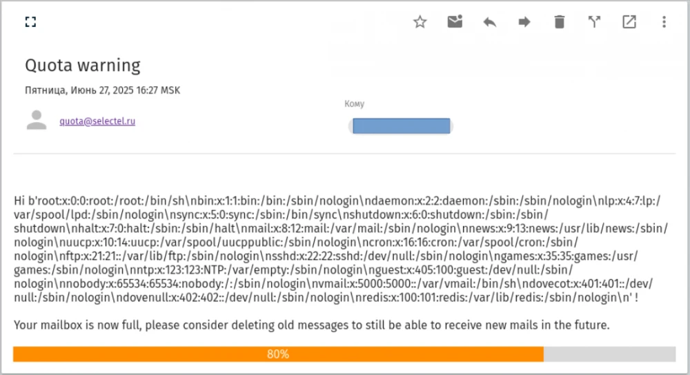 Confirmation of RCE: reading /etc/passwd.