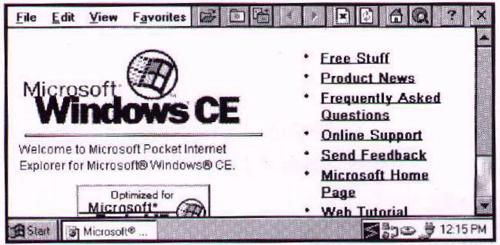 
Screenshot of the Windows CE desktop with classic icons.
