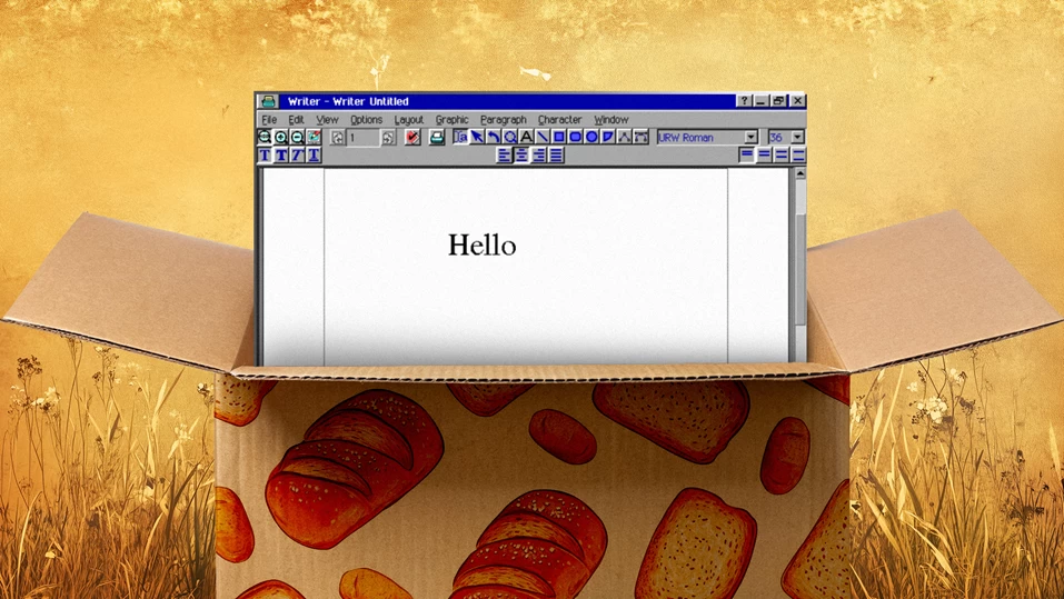 Breadbox Ensemble: main menu interface with various applications for MS-DOS.
