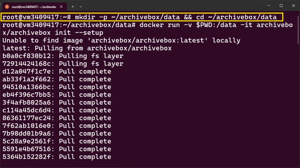 ArchiveBox web interface with access to archived pages