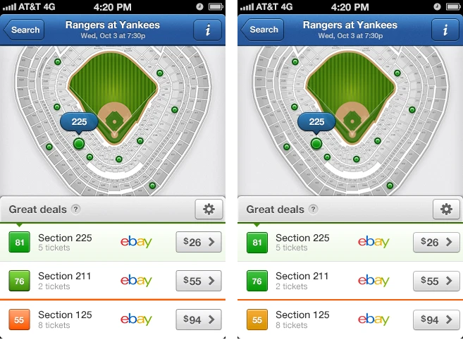 Designer Jack Grötzinger (jackg.org) adapted his app for new iPhone models, including refining the button design (right — the new version)