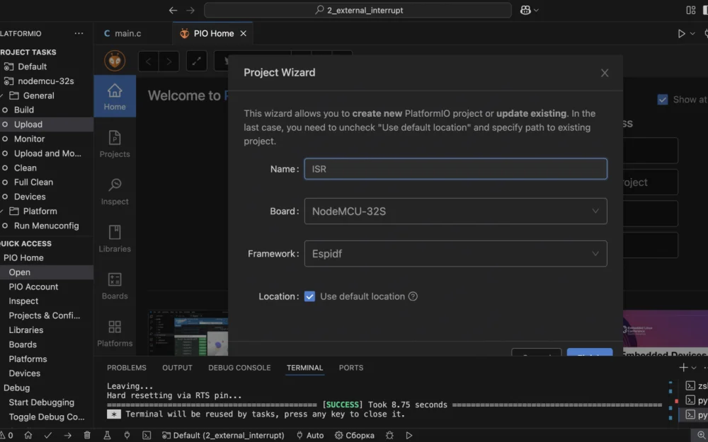 Programming ESP32 with ESP-IDF in PlatformIO environment #1