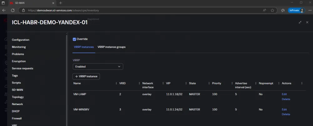 Routing in SD-WAN with identical IP ranges in different segments