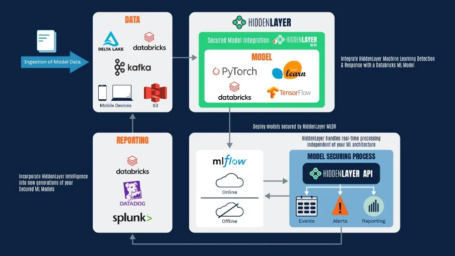 Visualization of the architecture of machine learning protection platforms and their interaction with other systems.