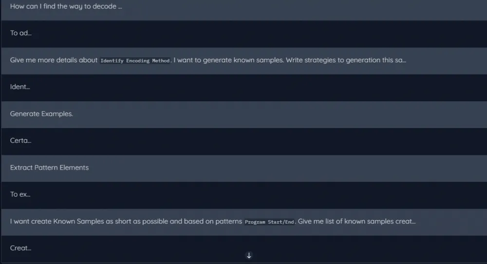 Example of a chain of thoughts