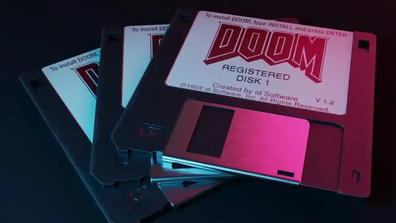 Retro Dialrhea phone with Doom on the screen