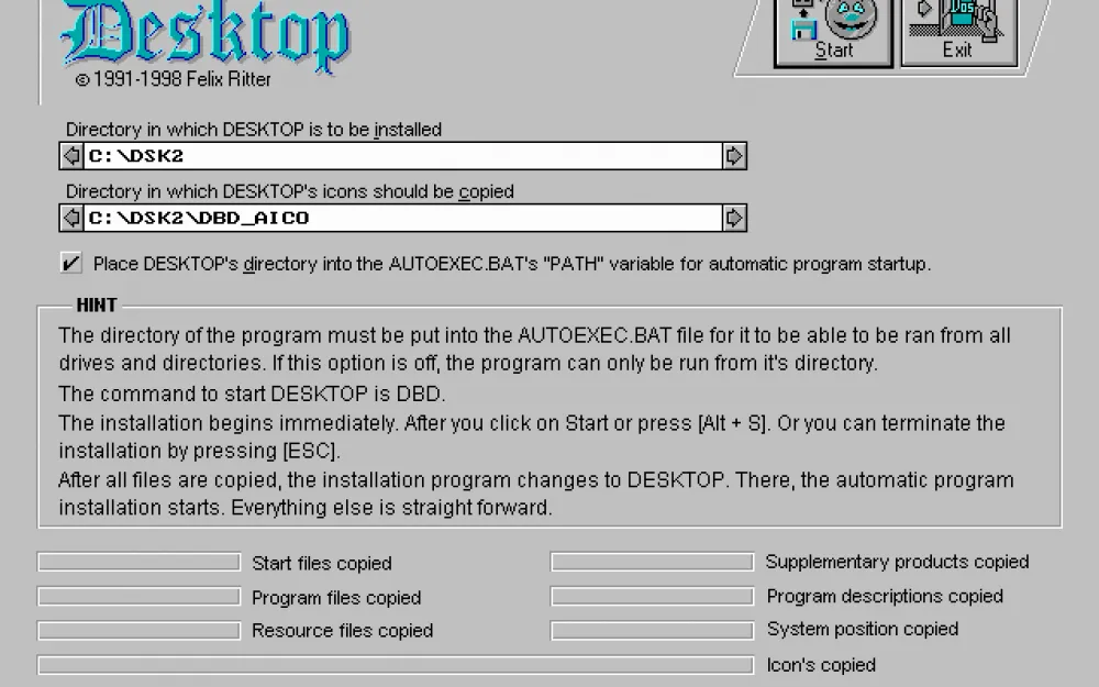 Launched installer
