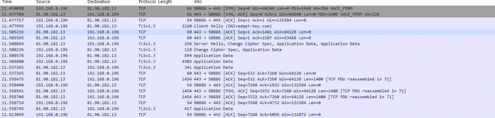 Packets when sending a single post request to the server