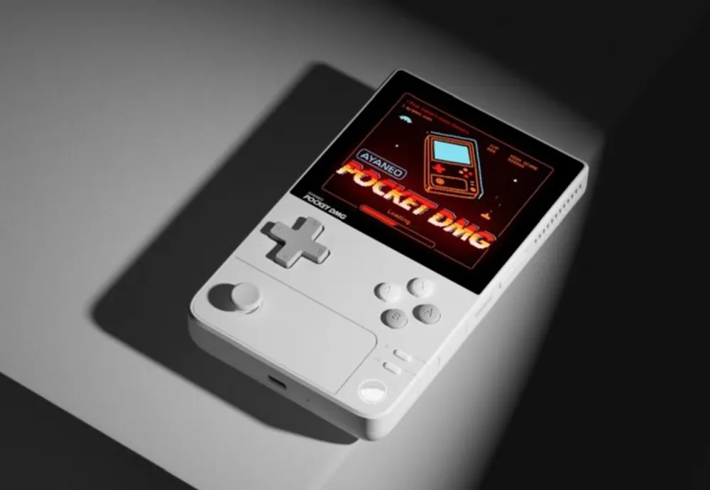 Gift wrapping with a portable gaming console and festive decorations