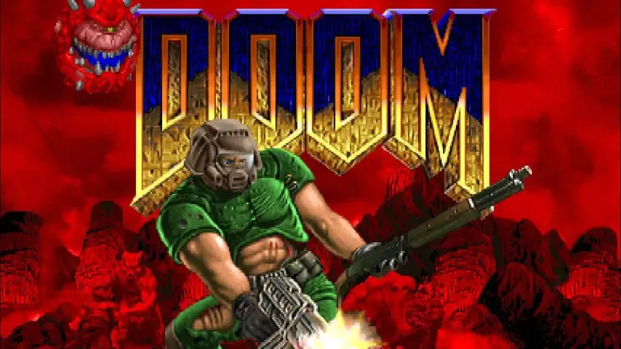 Doom on the display of an antique dial phone