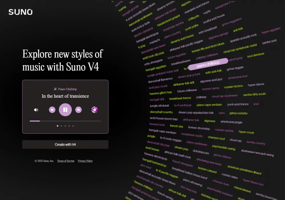 Suno Explore interface