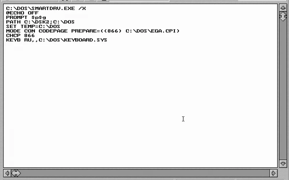 Settings menu in the Desktop2 graphical shell for MS-DOS