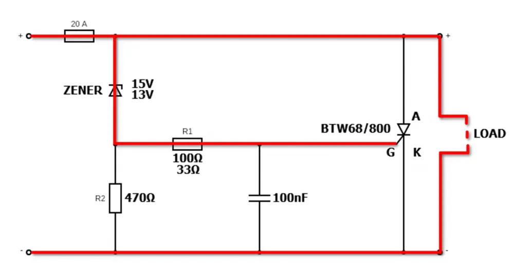 Crowbar circuit diagram: how to protect a 12V power circuit
