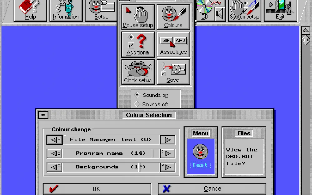 Settings window
