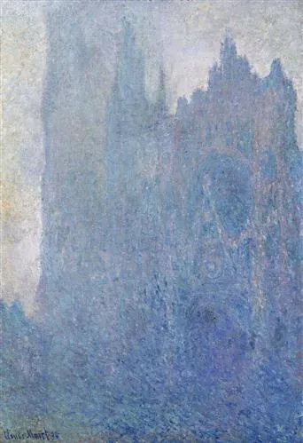 Claude Monet. Rouen Cathedral, Fog. Cityscape, Impressionism.