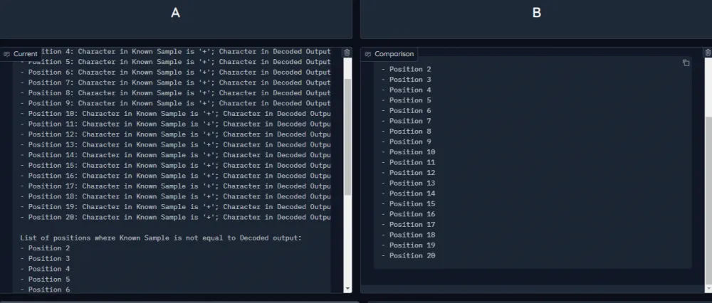 On the left (A) is the numbering of comparison positions to GPT-4o-mini. On the right (B) through dialogue/chain of thought. In the first case, a response was also received. However, the chain allows for a more annotated response.